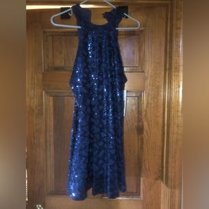 Royal Blue Formal dress with Sequin design. Halter style.